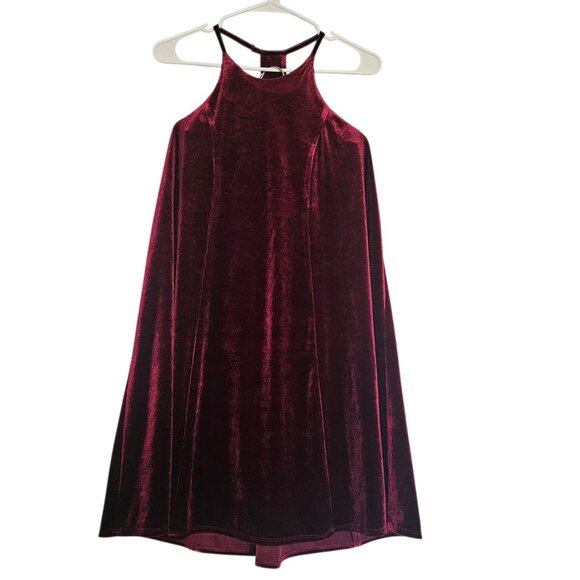 CROSBY by Mollie Burch Dresses & Skirts - CROSBY by Mollie Burch Ellie Velvet Mini Swing Trapeze Dress Maroon SZ Small NWT